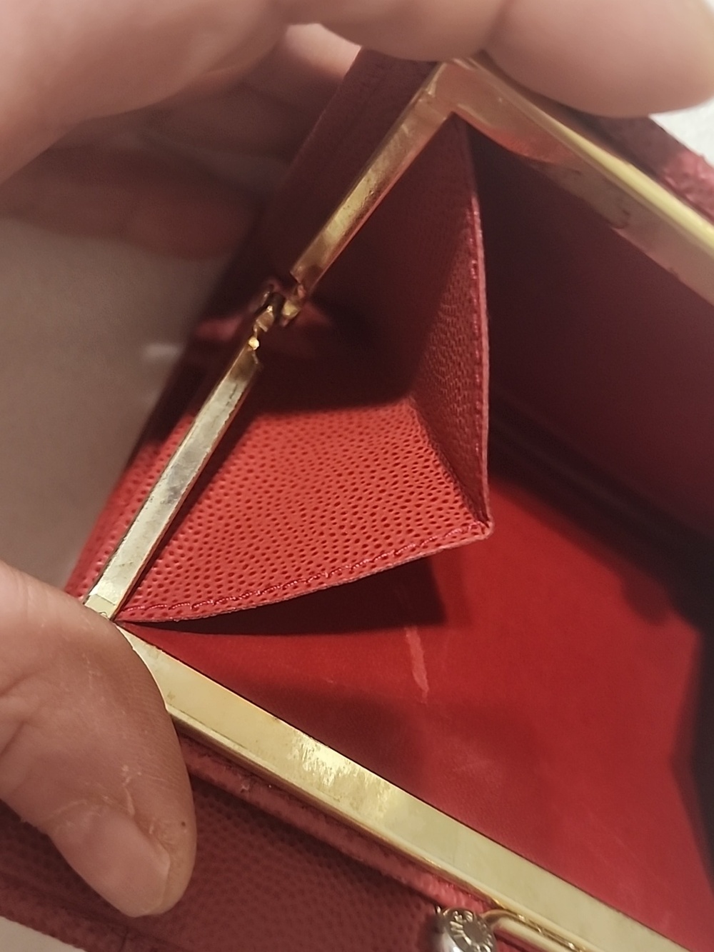 Celine Red Leather Triomphe Compact Wallet with Gold Hardware - Picture 9 of 16